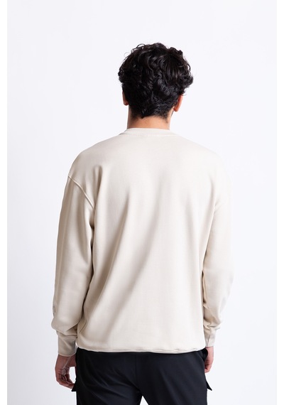 Regular Organik Pamuklu  Sweatshirt Krem
