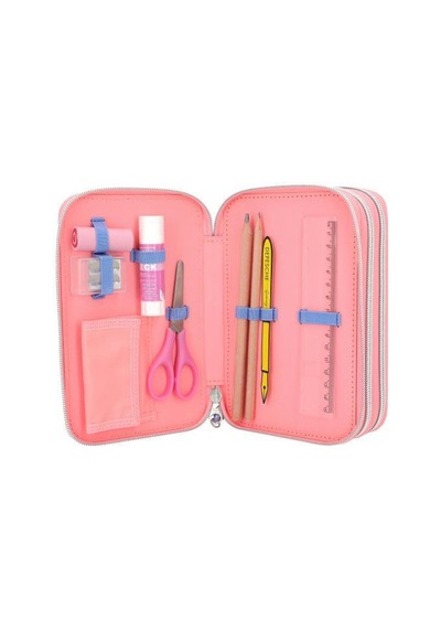 Topmodel Triple Pencil Case With Reversible Sequins Pembe