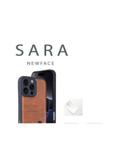 Apple Uyumlu iPhone 16 Pro Max Kılıf Sara Kartvizitli Deri Kılıf - Taba 0.2M-Çok Renkli
