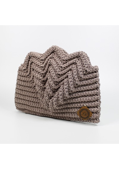 Fr El Örgüsü Örme Midye Clutch Çanta, Handmade Kadın Çanta 202302004 Vizon