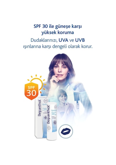 Bepanthol Güneş Koruyucu Dudak Bakım Kremi SPF30 4.5 G + Bepanthol Derma Onarıcı Bakım Merhemi 3 x 3.5 G