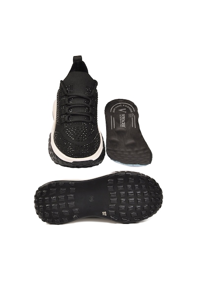 Voyager Siyah Anorak Örme Bağcıklı Taş Detaylı Kadın Casual Yürüyüş Ayakkabı B029