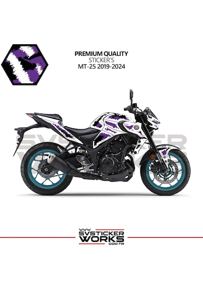 Yamaha Mt25 Kaplama Sticker Air Brush Motor Kaplama Modeli Hazır Kit 2019 / 2024 Uyumlu Mor