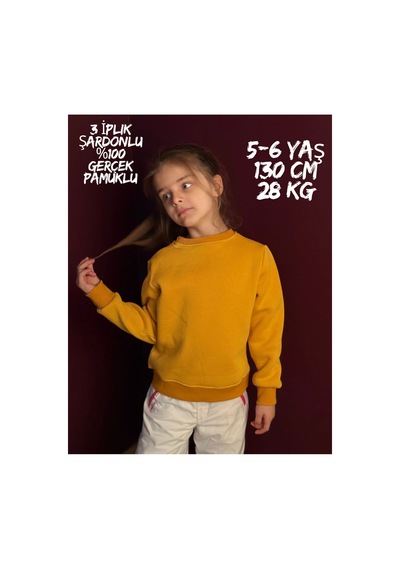 Pxm 3 Iplik Şardonlu Premium Kumaş Düz Çocuk Sweatshirt Sarı Hardal Sarısı Hardal Sarısı Pxm 3 Iplik Şardonlu Premium Kumaş Düz Çocuk Sweatshirt Sarı Hardal Sarısı Hardal Sarısı