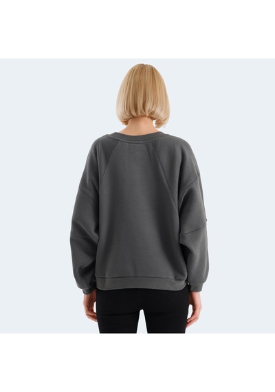 Slazenger VIA Kadın Oversıze Koyu Gri Sweatshirt