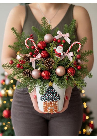 El Yapımı Christmas Ev Vazo Saksı Renkli