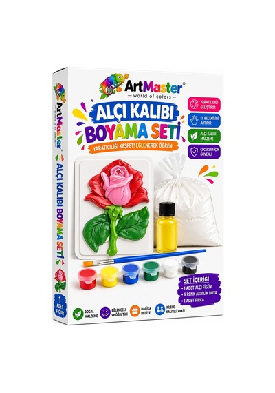 Alçı Kalıbı Boyama Seti K05 1 Paket Alçı Tozu Yağ 6 Renk Boya Fırça İş Eğitimi Seramik Okul Sınıf Resim