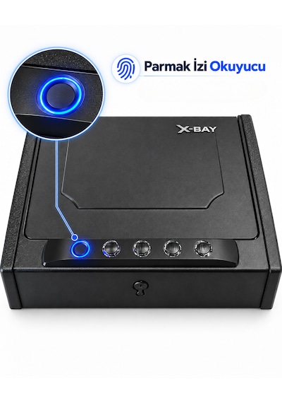 X-BAY XB-1000 Parmak İzli Dijital Çelik Tabanca ve Değerli Eşya Kasası
