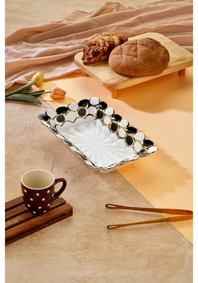 Cooker 30 Cm Porselen Dikdörtgen Sunumluk Dekoratif Kase Ckr3838