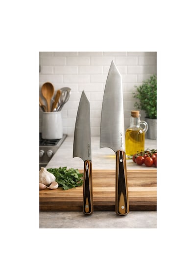 CH woodline 2'li Profesyonel Şef Bıçak Seti 32 Cm + 25 Cm 4116 Alman Çeliği El Yapımı Büyük Boy Mutfak Seti çok renkli -