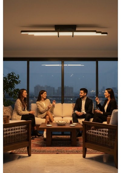 Cosmo Bronz Led Tavan Avize Kumandalı Dim Edilebilir Aşağı Işık Sarı Işık