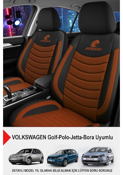 Panther Serisi Keten Kumaş Oto Koltuk Kılıfı- Volkswagen Bora-golf-jetta-polo Uyumlu Taba
