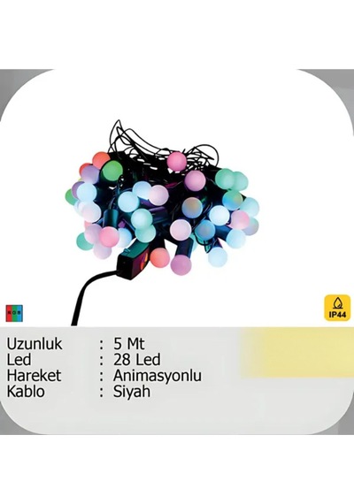 Elektrikhouse Led Peri Işığı Animasyonlu - Top 5 Metre Çok Renkli