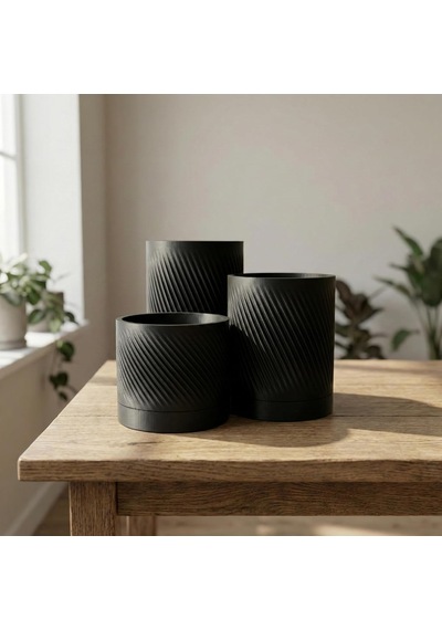 Comes - Kumru 3'lü Minimalist Dekoratif Saksı Seti Siyah