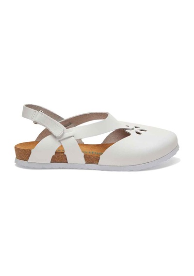 Comfortfusse Megan - Kadın Ortopedik Hakiki Deri Sandalet Beyaz