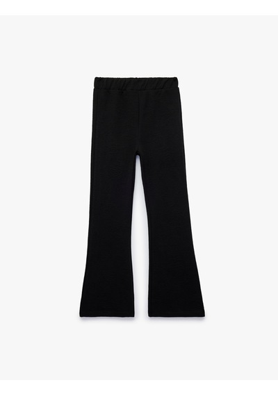 Koton Beli Lastikli Basic İspanyol Paça Pantolon Siyah 7wkg40118ak