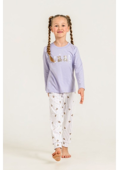 Rolypoly Kız Çocuk Cool Bear Mor Uzun Kol Pijama Takım Rp3912-c-v2 Rp3912-c-v2