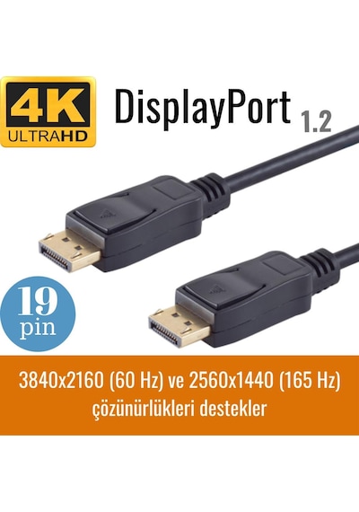 Irenis Displayport Kablo - 19 Pin - 165 Hz Destekli - 1 Metre