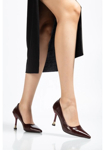 Ketrin Stiletto Rugan Ayakkabı Bordo