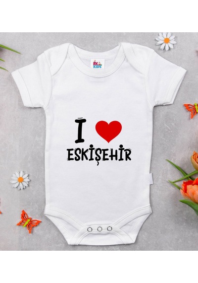 Bk Gift Bk Kids I Love Eskişehir Tasarımlı Bebek Body Zıbın - Model 1 Çok Renkli