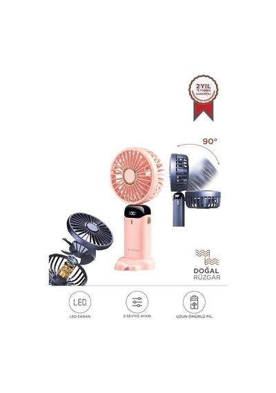 Özel Seri Torima F-19 Pembe Dijital Ekranlı Mini Masa Fan Vantilatör Çözüm Masaüstü Ofis