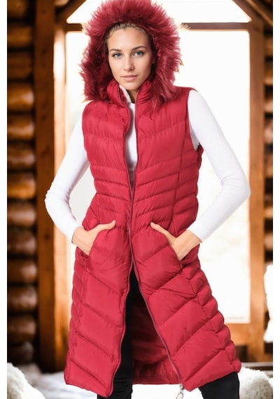 Z6725 Dewberry Bayan Yelek-düz Bordo Düz Bordo
