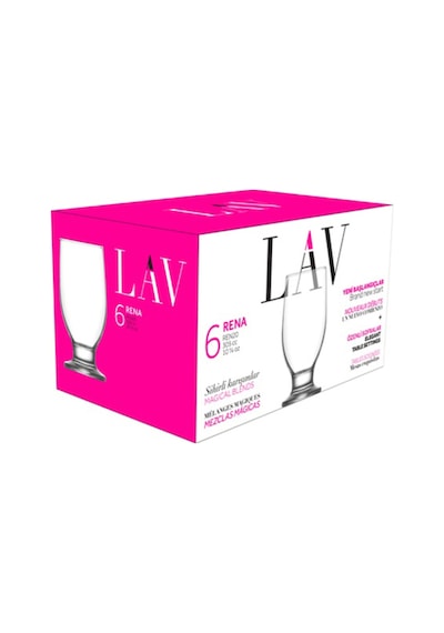 Lav Rena Cam Meşrubat Bardağı 6'lı 305 ml Tablalı (Tatlı Servisi , Dondurmalık , Su Bardağı )