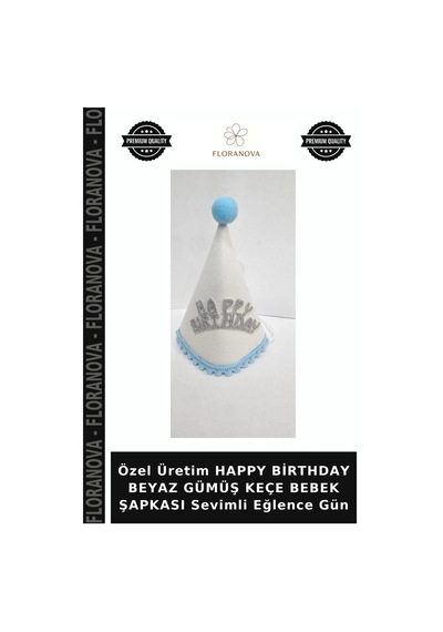 Özel Üretim Happy Birthday Beyaz Gümüş Keçe Bebek Şapkası Sevimli Eğlence Gün Çocuk