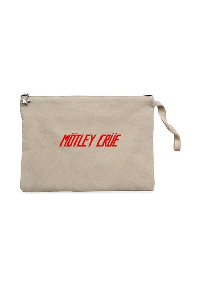 Mötley Crüe 1981 Krem Clutch Astarlı Cüzdan / El Çantası Krem