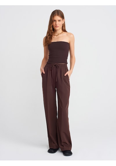 Dilvin 20659 Crop Top-koyu Kahve Koyu Kahve