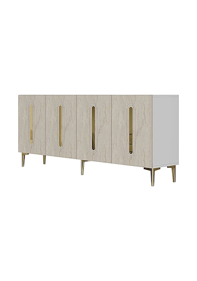 Ka1810btg Rany Konsol ,tv Sehpası Beyaz-traverten-gold 180cm
