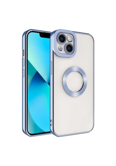 Apple Uyumlu iPhone 14 Kamera Korumalı Logo Gösteren Zore Omega Kılıf-mavi Açık Mavi Açık Mavi Açık