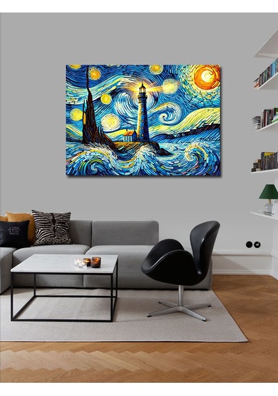 Kanvas Tablo Yıldızlı Gece Deniz
