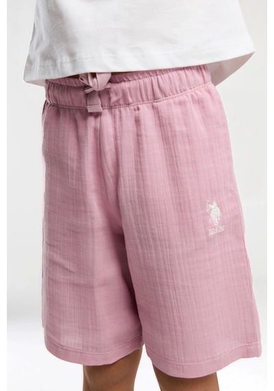 U.S. Polo Assn. Kız Çocuk Bermuda Takım - Beyaz Beyaz
