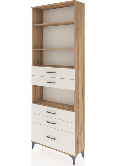Arges Dolap 4 Raflı 5 Çekmeceli 88x30x243 Çam-aytaşı Çam