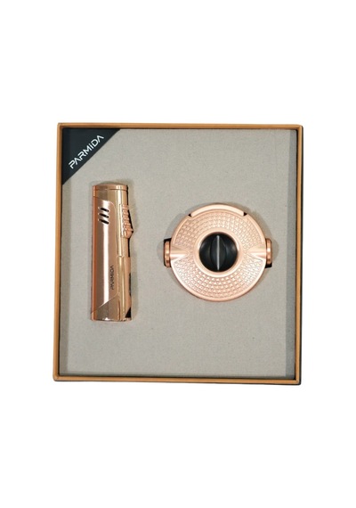 Parmida 3 Torch Bronz Çakmak Bronz V Kesici İkili Puro Seti Tr9851