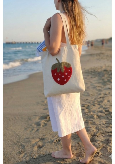 Cix Short Tagline Punch Desenli Büyük Boy Piknik Ve Plaj Çantası Kum Geçirmez 40x45x15 Cm Yeşil-kırmızı - 888475562 Yeşil-kırmızı