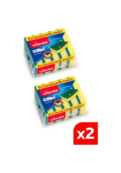 Vileda Klasik Yeşil Oluklu Bulaşık Süngeri 5 x 2 Adet