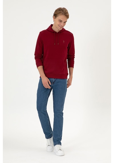 U.S. Polo Assn. Erkek Regular Fit Kapüşonlu Bordo Basic Sweatshirt 50313720-VR014