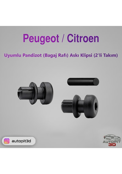 Peugeot / Citroen Uyumlu Pandizot Bagaj Rafı Askı Klipsi 2li Takım