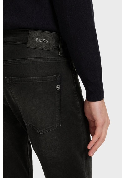 Boss Pamuklu Slim Fit Düz Paça Jeans Erkek Kot Pantolon 50568813 022 Siyah