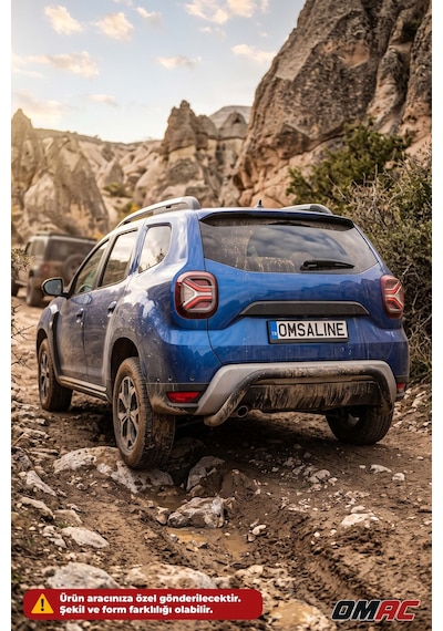 Dacia Duster Adblue 2018-2024 Uyumlu Araca Özel Pars Arka Koruma 60mm Siyah