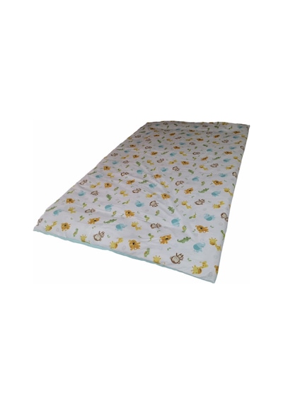 100X150 Cm Pamuklu Kumaştan Bebek Yorganı Safari Desen/Mint