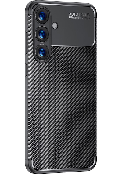 Adige Samsung Galaxy Uyumlu S25 Plus Kılıf Negro Karbon Fiber Desen Silikon