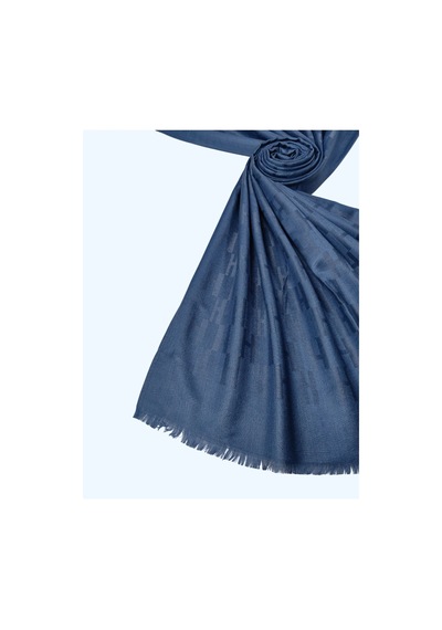 Mim Eşarp Işıl İpek - H Desen Kaşmir İpek Şal 75x190 Cm İndigo