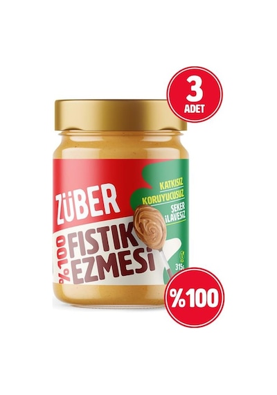 Züber %100 Fıstık Ezmesi 3 x 315 G