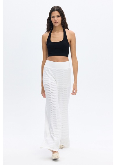 Subtone Boyundan Geçmeli Ribli Crop Top Siyah