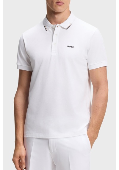 Boss Pamuklu Regular Fit Düğmeli Polo Erkek Polo 50564779 100 Beyaz