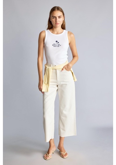 Defacto %100 Pamuk Culotte Üç Cepli Paça Ucu Kesik Detaylı Gabardin Pantolon I4116ax26hswt32 Beyaz-wt32