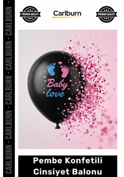 Özel Üretim Baby Love Baskılı Siyah Opak Latex Sürpriz Kız Bebek Pembe Konfetili Cinsiyet Balonu 465322